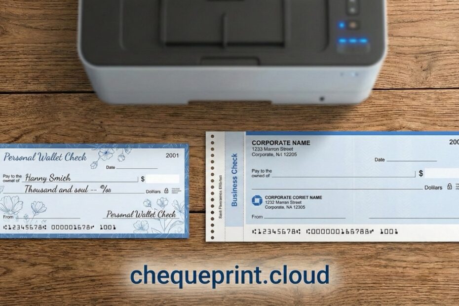 Comparison of Personal vs Business check format for printing on home printer