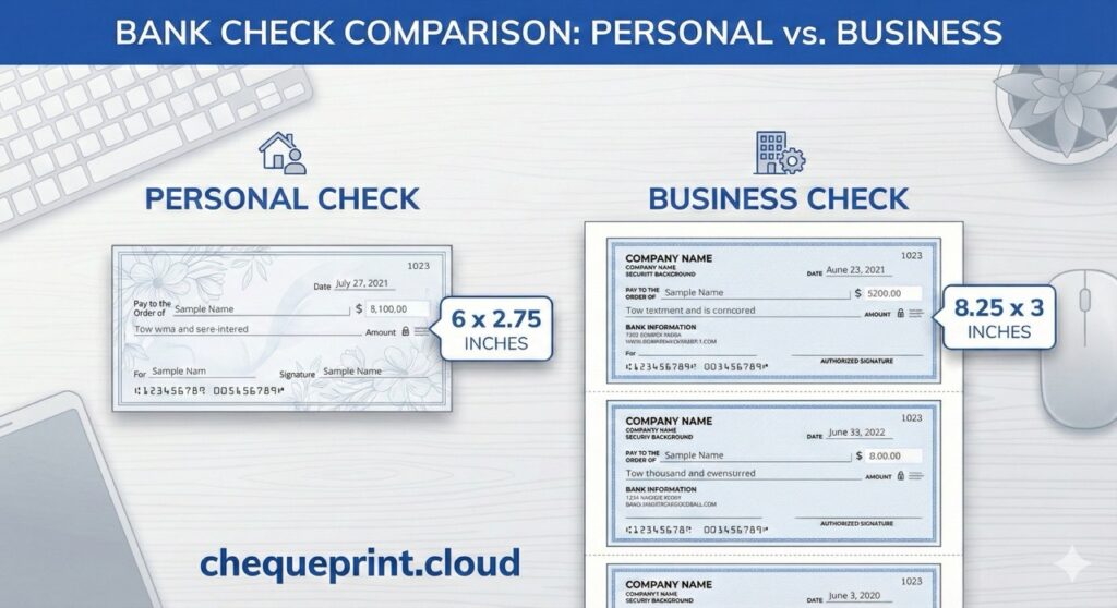 Personal check size, Business check dimensions