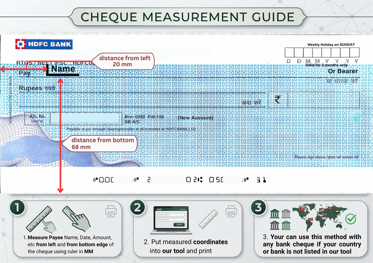 How to measure HDFC Bank cheque